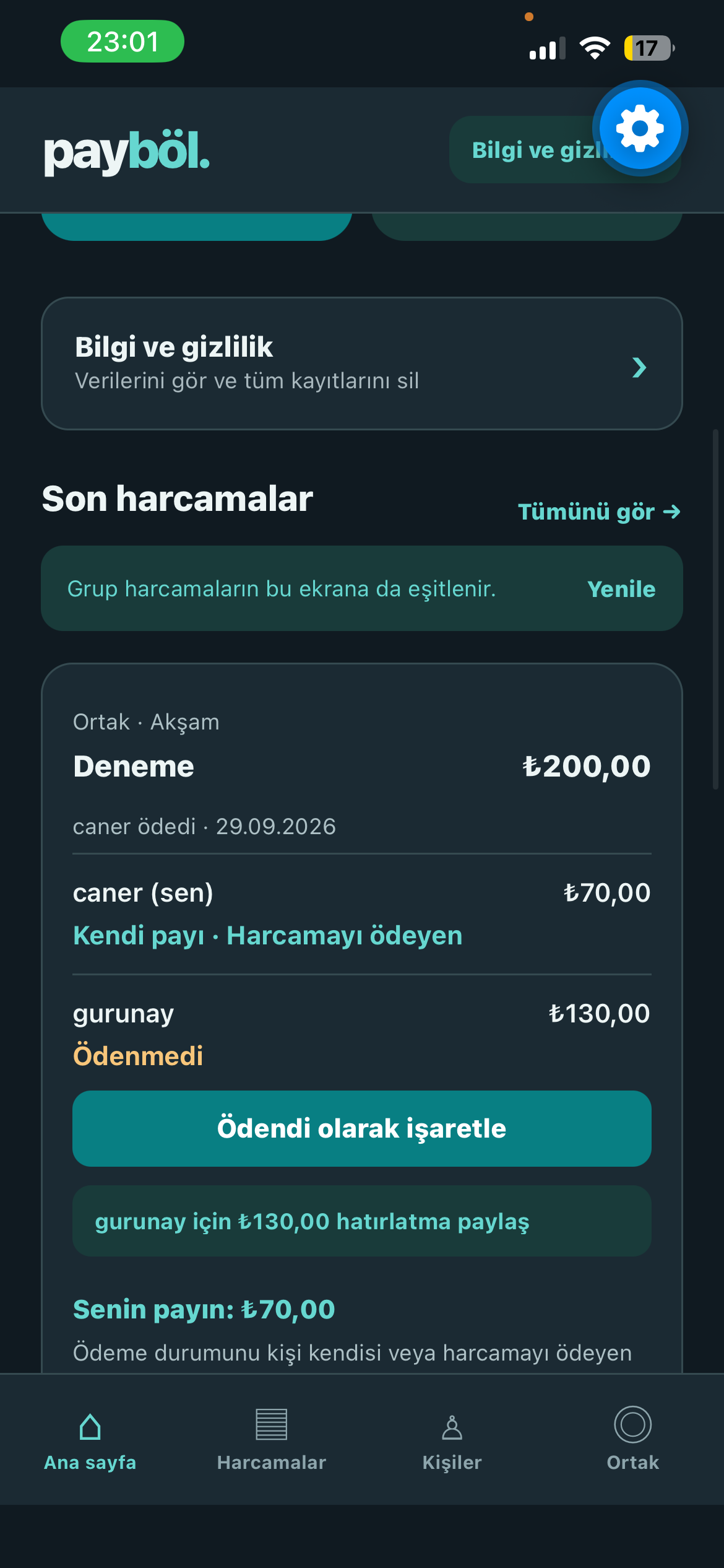 Payböl uygulama ekranı 6